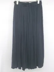 ◇ Bou Jeloud ウエストゴム 裏地あり 涼し サテン調 ロング ギャザー スカート サイズ38 ネイビー レディース P  【1307150001666】