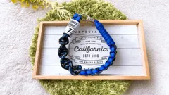 パラコード✶スマホストラップ✶ショート手首用✶ハンドストラップ✶ストラップホルダー付✶ブルーブラックカモ☓ブルー