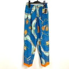 【manipuri】マニプリ/スカーフ柄ドロストパンツ/Mサイズ/ブルー系/未使用品