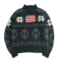 POLO sport cotton knit【KN012】ポロスポーツコットンニット　星条旗　黒M