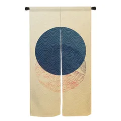 数量限定 Qinunipoto のれん 和風 シンプル 波 暖簾 幅72×丈120cm インテリア 目隠し おしゃれ すだれ 遮光 部屋 間仕切り ロング カーテン 麻調ポリエステル製 オーダー可 冷/暖気遮断 簡単取付 リビング 玄関/キッチン/お風呂/喫茶