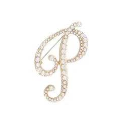 ☆ Pタイプ ☆ イニシャルブローチ pmyxd002 ブローチ パール イニシャルブローチ ピンブローチ アルファベット アクセサリー ピンバッチ ワンポイント レディース フォーマル プレゼント お祝い パーティ 入学式 卒業式 発表会 同窓会