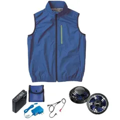 KU92140 空調服 R ポリエステル製 遮熱 タチエリ ベスト FAN2400SPBB・RD9261・LISUPER1セット ブルー 4L