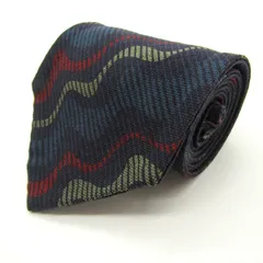 ミラショーン ブランド ネクタイ ウール ストライプ柄 ライン PO メンズ ネイビー mila schon 【中古】