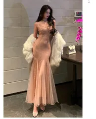 豪華スパンコール?輝くマーメイドロングドレスパーティー仕様