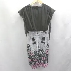 ◇ ⊂ JEWELS ジュエルズ 花柄 刺繍 カップイン ミニ丈 ワンピース キャバドレス サイズS ブラック グレー レディース E  【1503310007312】