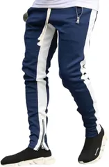 emptio エンプティオ ジョガー スキニー パンツ サルエルパンツ メンズ フィットネス アウトドア ジャージ ルーム スポーツ ズボン キャンプ 作業着 部屋着 ネイビー(ネイビーブルー,  L)