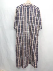 ◇ ⊂ Natural Beauty Basic チェック 七分袖 ロング ワンピース サイズS ネイビー系 レディース E  【1502200008798】