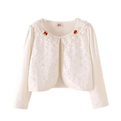 【新品】 [VIISEN] 女の子 キッズ フォーマル ボレロ 長袖 入学式 入園式 卒園式 ボレロ 子供 ドレス ボレロ 花飾 結婚式 ボレロ 子供服 発表会 演奏会 110-150cm (2-ホワイト, 120)