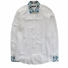 ドルチェアンドガッバーナ ドルガバ マヨリカ 柄衿 ドレス シャツ 長袖 カットソー G5EJ0T GEN79 15 3/4 40 ホワイト ur126 【中古】