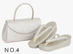 膨れ織り　草履バックセット　フリーサイズ　銀　ＮＯ4