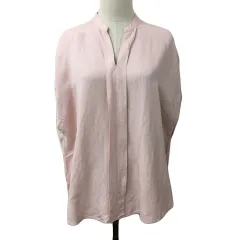 アーバンリサーチ ドアーズ URBAN RESEARCH DOORS ブラウス シャツ プルオーバー スリットネック リネン ギャザー スリット 半袖 M ピンク