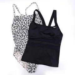 [2点セット] ナイキ ワンピース 水着 水泳 L トップスのみ M ホワイト ブラック NESSE444 レディース NIKE