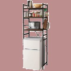 アイリスプラザ 冷蔵庫ラック 3段 幅59.5×奥行41×高さ180.5cm キッチン収納 ブラック