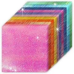 折り紙 50枚入り 10色 7cm角 オーロラカラー 光沢紙 片面 おりがみ ペーパー カラフル 千羽鶴 装飾 7cmx7cm ORG-001