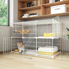 ペットケージ　2段　猫　キャットケージ　111×39×73　組み立て式　自由に組立　簡単組立