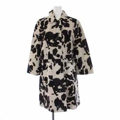 ケイトスペード KATE SPADE Tilda クラシック Aラインコート ステンカラーコート アウター ロング 総柄 ハラコ 4 S アイボリー ブラック 黒 /KHのサムネイル