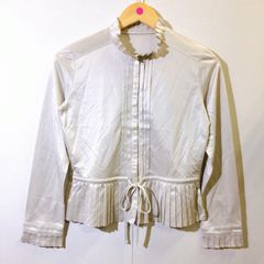 【12/6出品停止】【美品】pierre cardin ピエールカルダン シャツブラウス 長袖 プリーツ サテン レディース Mサイズ