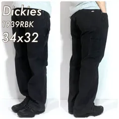 美品 Dickies ディッキーズ W34L32 実寸W36L32 ダックペインターパンツ ブラック BLACK 黒 1939 RBK RELAXED FIT STRAIGHT LEG 刺繍ロゴ 黒タグ 12オンスヘビーダック地ワークパンツ p25053230