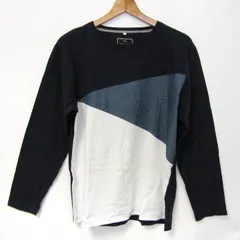 イッカ 長袖Ｔシャツ クルーネック 総柄 大きいサイズ トップス メンズ XLサイズ ネイビー×ホワイト ikka 【中古】