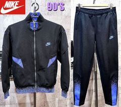 90'S ナイキ ジャージ 上下セットアップ 黒紫 L メンズ NIKE 柄 90年代 ヴィンテージ