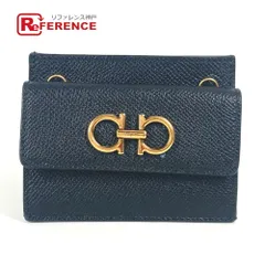 Salvatore Ferragamo サルヴァトーレフェラガモ コインケース ガンチーニ ロゴ カードコインケース レザー ブラック