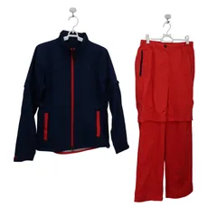 【超美品】adidas(アディダス) レインウェア 上下セット ネイビー / 赤 レディース M ゴルフウェア 2510-0269 中古