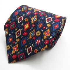 ウンガロ ブランド ネクタイ シルク 小紋柄 総柄 花柄 伊製生地 PO メンズ ネイビー emanuel ungaro 【中古】