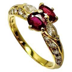 16号 【Queen/クイーン】ルビー 計0.66ct ダイヤモンド リング・指輪 K18ゴールド 18金  3.8g レディース 【中古】【真子質店】【NN】
