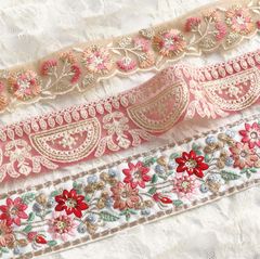 ピンク※インド刺繍リボンアソート