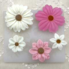 デイジーmix 3.5~7cm 5穴 花 シリコンモールド　シリコン型 キャンドルモールド キャンドル型 H10