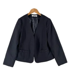 NATURAL BEAUTY BASIC ナチュラルビューティーベーシック レディース ノーカラージャケット ポリエステル/レーヨン ネイビー L【中古】