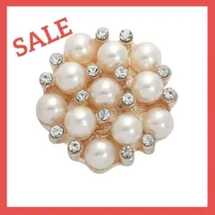 2個・ビジュー・ストーン カボションデコーパーツ 貼り付け 花 パール付き