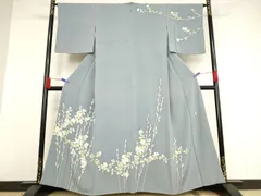 作家もの　訪問着　白山紬　京加賀友禅　椿　リーフ　着物　015k 作家もの 訪問着 白山紬 京加賀友禅 椿 リーフ 着物 015k - メルカリ