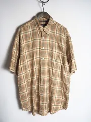 美品 nautica ノーティカ 半袖 シャツ ベージュ チェック柄 ビッグシルエット XLサイズ 茶 1212O★2