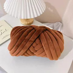 チャンキーニット 編み物用 手芸 秋冬糸 防寒対策 丈夫 綿糸 洗濯可能 (焦げ茶色 、500g)毛糸 極太毛糸 ふわふわ編み糸 太い 芯糸 DIY手編みロープ 毛布 カバン ブランケット 帽子 セーター 肩掛け 寝具