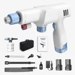 特価　小型 自吸式6in1多機能ノズル 軽量 ペットボトル/フォームノズル対応 0.9kg 3.5MPa 持ち運びらくらく ポータブル 二つバッテリ付き バッテリー式 コードレス 収納ボックス付き 充電式 洗車/庭/階段/ベランダ掃除に適しています 高圧洗浄機
