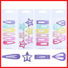 【特価商品】ヘアピン パッチンピン ヘアクリップ 24個セット 6色 カラフル 星 ハート ウォータードロップ 方形 スナップヘアクリップ スリーピン ヘアアクセサリー 前髪 パッチン留め 少女 女の子 キッズヘアクリップ カラーピン アレンジピン 髪留め 子