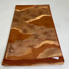 袋帯 アンティーク ヴィンテージ 古典 オレンジ 金 お洒落着　普段着　材料 飾り 正絹 Eランク 1688