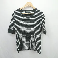 ◇ ⊂Φ CAMBIO カンビオ ボーダー柄 半袖 カットソー サイズM ブラック系 メンズ E  【1506300024832】のサムネイル