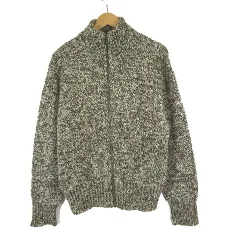 アニエスベーオム Agnes b. homme ヴィンテージ 90s 白タグ カーディガン ドライバーズ ニット ウール ジップアップ 長袖 L 2 カーキ アイボリー フランス製 国内正規品のサムネイル
