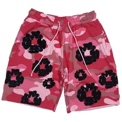 デニムティアーズ  フラワープリント カモデザイン ハーフパンツ ピンク