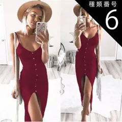 種類6：ダークグレー/M ワンピース キャミソール ワンピドレス 膝下 ミモレ丈 ロング丈 マキシ丈 袖なし Uネック スリム タイト 細身 ストレート スリット かわいい 大人可愛い きれいめ シンプル カジュアル 大人 おしゃれ お洒落 アジアン 大人可愛