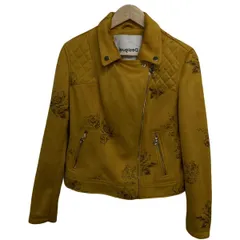 DESIGUAL - Desigual(デシグアル) ライダースジャケット サイズ40 XL レディース - ダークイエロー 長袖/花柄/オールシーズン Desigual(デシグアル) ライダースジャケット サイズ40 XL