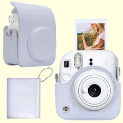 【特価商品】ショルダーストラップ付き 12 12 MINI INS インスタントカメラ クレイホワイト（ケースのみ） 11 / mini instax チェキ FUJIFILM 専用収納ケース】互換品 【Aenllosi