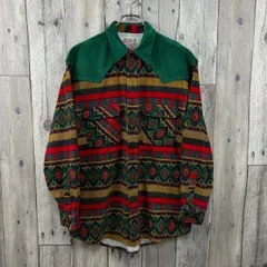 【 UME-COLLECTION 】長袖 ネイティブ ネイティヴ柄 ウエスタン ボーダー コーデュロイ ネルシャツ