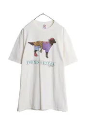 【お得なクーポン配布中!】 90s USA製 ドッグ アート イラスト プリント Tシャツ メンズ レディース XL / 90年代 オールド 犬 アニマル 大きいサイズ グラフィック 白