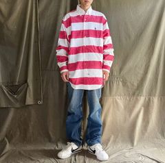 90s  POLO ラルフローレン ボーダーシャツ　ハンドプリント加工　１９９２