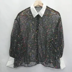 ◇ ●美品● MAJESTIC LEGON 総柄 長袖 シャツ ブラウス サイズM ブラック レッド イエロー レディース E  【1407180020306】