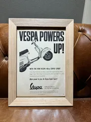 アートパネル【限定一点物】絵画　インテリア　アートフレーム　おしゃれ　VESPA 　ヴィンテージマガジン　バイク雑誌　アンティーク　フォトフレーム